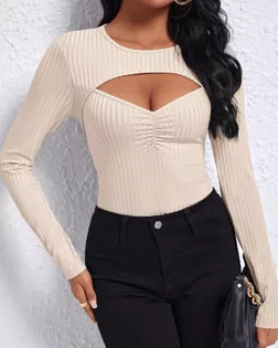 Выкройка: лонгслив с горизонтальным вырезом и сборкой по груди арт. ВКК-5284-1-ВП1890