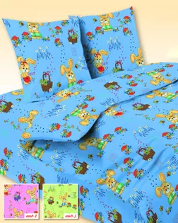 БЯЗЬ детск. 150см, 120гр, Кр.Талка, рис. 1596/2 "Зайчики" голубой арт. ХВ-1520-1-Б00580.001