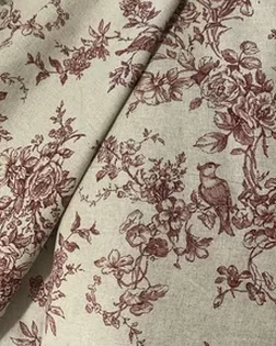 7-17/23-20К Ткань п/лен п/вар, натур цвет льна, для постел белья, интерьера, рис РАЙСКИЙ САД, 1334/2 арт. ПЛС-122-1-1630.007