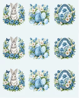 Полотно вафельное 150 см набивное арт 149    рис 29355/1  "Пасхальные истории" арт. ПВ150-380-1-1844.128