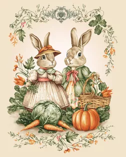 Полотно вафельное 50 см набивное арт 60   рис 29441/1  "Кролики" арт. ПВ50-519-1-1855.200