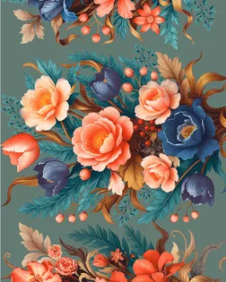 Рогожка 150 см набивная арт 904   рис 29454/1  "Цветосад" арт. РЖК-418-1-1949.137