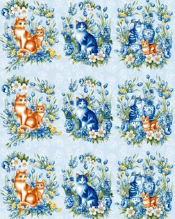 Рогожка 150 см набивная арт 904   рис 29352/1 "Декоративные котики" арт. РЖК-359-1-1949.107