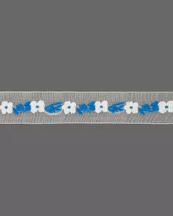 Тесьма вышивка на капроне ш.1,5см (~10м(белый/голубой)) арт. ТДТ-15-1-43370
