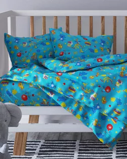 Бязь арт. 262 набивная  шир.150 пл.138+-7  рис. 042 Зоопарк  вид  4 голубой арт. ХВ-1261-1-Б00431.093