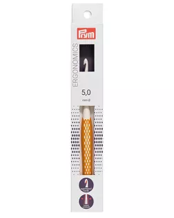 Крючок для вязания PRYM 218487 "Ergonomics" 5мм/16см high-tech полимер уп.1шт (белый/желтый) арт. ИВЗ-256-1-45849