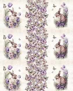 Винтажные кролики (Рогожка набивная) арт. РЖК-366-1-1949.111