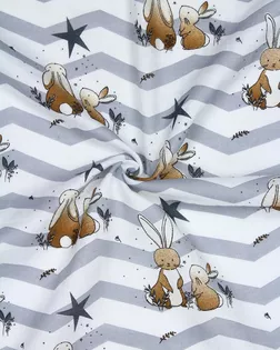 Муслин наб 135 ш. 100+-5 гр. 100% хлопок ЗАЙЧИКИ СЕР. рис.7575/2 арт. МЛН-133-1-Б00454.033