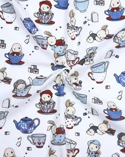 Муслин 135 ш. 100+-5 гр. 100% хлопок ЧАЕПИТИЕ СИНИЙ рис.7576/3 арт. МЛН-124-1-Б00454.024