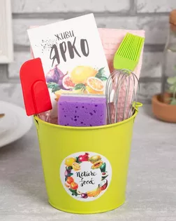 Набор подарочный "Nature food" ведро, полотенце 35х60, лопатка, кисть, венчик,губка арт. ГПК-213-1-ОТ00042.002