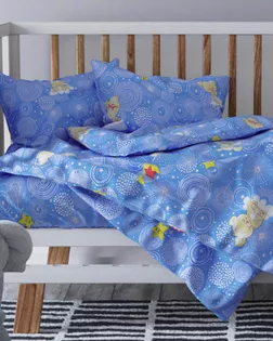 Бязь арт. 262 набивная  шир.150 пл.138+-7  рис. 084  Мишки в облаках  вид 4/5  бело- голубой арт. ХВ-1093-1-Б00431.013