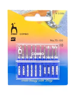 51086 Иглы машинные Combo, №75-100, 10 шт, PONY арт. АРС-39335-1-АРС0001237086