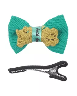 29351 Набор Б-004 мини бантик+заколка (221/1344) 35мм/35мм (зеленый/черный) арт. АРС-48491-1-АРС0001247577