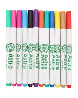 FM 212 Набор перманентных маркеров для ткани 12 цветов, 2мм, Astra&Craft арт. АРС-60354-1-АРС0001262686