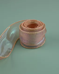 6100-9043 Лента декоративная 'Перламутр' с волнистым краем, 100% органза, 38 мм*18,29 м УЦЕНКА (12 бежевый перламутр) арт. АРС-56452-1-АРС0001284016