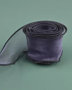 Лента декоративная с волнистым краем, 100% органза, 38 мм*18,29 м (темно-серый) арт. АРС-56457-1-АРС0001284021