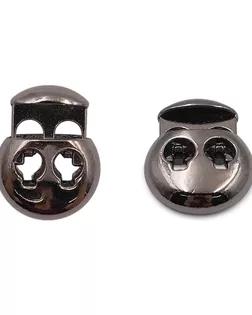 MFR12 Фиксатор для шнура 20,5*15,6мм, 2 отверстия d-3,5мм, металл, Nickel (черный никель) арт. АРС-58197-1-АРС0001290052