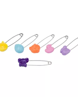 MTW098 Булавки английские безопасные 'Зверята' 6шт, цв.микс арт. АРС-61611-1-АРС0001297966