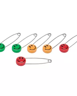 MTW102 Булавки английские безопасные 'Смайлики' 10шт, цв.микс арт. АРС-61612-1-АРС0001297968