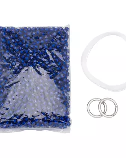 Набор для плетения сумки из акрил. бусин в цвете с белой сердцев., граненый куб, 10мм, Astra&Craft (26 темно-синий) арт. АРС-62013-1-АРС0001300102