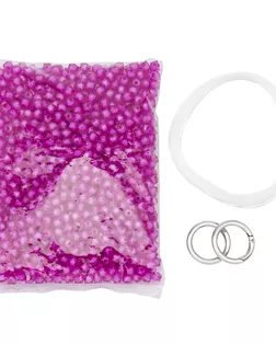 Набор для плетения сумки из акрил. бусин в цвете с белой сердцев., граненый куб, 10мм, Astra&Craft (57 малиновый) арт. АРС-62014-1-АРС0001300103