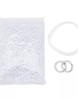 Набор для плетения сумки из акрил. бусин в цвете с белой сердцев., граненый куб, 10мм, Astra&Craft (прозрачный) арт. АРС-62015-1-АРС0001300104