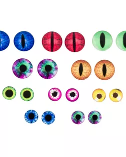 Глазки для игрушек стеклянные, диаметр 8 и 12мм, 10 дизайнов, набор 20шт, Astra&Craft арт. АРС-62157-1-АРС0001300276