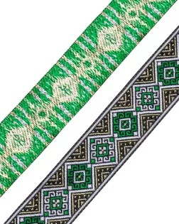 4101-1 Лента жаккард 3,5см*7м (золото/зеленый) арт. АРС-62778-1-АРС0001302516
