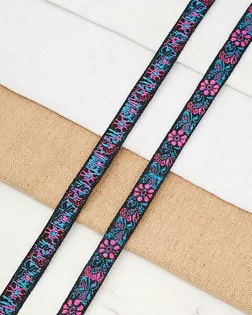 1172 Лента жаккардовая 1см*20,12м (черный/розовый) арт. АРС-63893-1-АРС0001302557