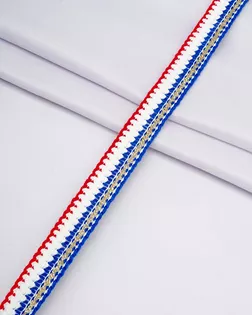 2028 Тесьма шанель с люрексом 2,4см*13,72м (голубой/красный) арт. АРС-63897-1-АРС0001302584