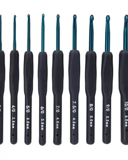 4AL-291 Набор крючков для вязания с силиконовой ручкой 14см, 9 размеров (2мм-6мм) арт. АРС-65466-1-АРС0001310656