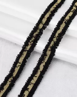 3Al284 Тесьма твидовая с люрексом 15мм*82,29м (черный/золото) арт. АРС-65265-1-АРС0001310825