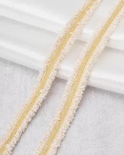 3Al284 Тесьма твидовая с люрексом 15мм*82,29м (натуральный/золото) арт. АРС-65266-1-АРС0001310826