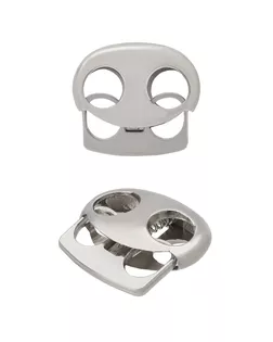 IR-1051 Фиксатор для шнура плоский 14*14мм, 2 отверстия d-4мм, металл, никель арт. АРС-66057-1-АРС0001311253