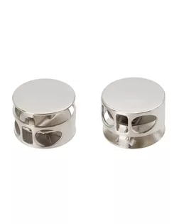 IR-1058 Фиксатор для шнура круглый 14*14мм, 2 отверстия d-4мм, металл (никель) арт. АРС-66058-1-АРС0001311254