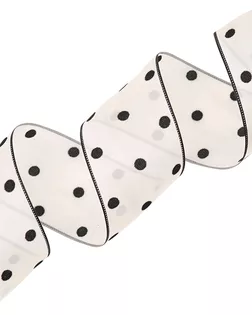 3Al322 Лента декоративная 'Горошек' (100% органза) 5см*9,14м, цвет белый арт. АРС-65638-1-АРС0001311518