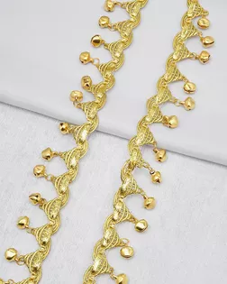 3Al208 Тесьма металлизированная с бубенчиками 2,5см*9,14м (золото) арт. АРС-65577-1-АРС0001311652