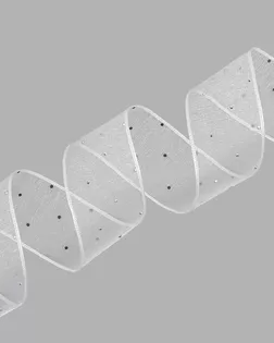 3Al320 Лента декоративная со стразами (100% органза) 4см*9,14м (белый) арт. АРС-65587-1-АРС0001311673