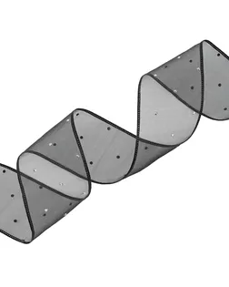 3Al320 Лента декоративная со стразами (100% органза) 4см*9,14м (черный) арт. АРС-65588-1-АРС0001311674
