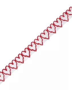 Р.60071 Тесьма отделочная 15мм*25м (Хлопок 38% ПЭ 62%) (белый с красным) арт. АРС-64735-1-АРС0001313104