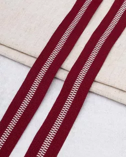 Р.90292 Тесьма отделочная 25мм*50м (ПЭ 97% Мет 3%) (бордовый с серебром) арт. АРС-66071-1-АРС0001316548