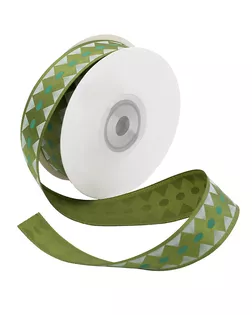 Лента атласная 'Ромбы' ш.2,5см (зеленый) 22.5м арт. АРС-2230-1-АРС0001049064
