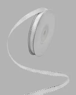 RB-011 Лента атласная односторонняя 22.86м ш.0,6см с серебряной нитью (001 белый) арт. АРС-9937-1-АРС0001174471