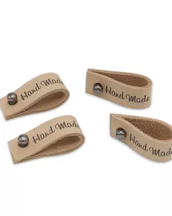 Кожаная бирка с кнопкой 'Hand Made' арт. АРС-23051-1-АРС0001204780