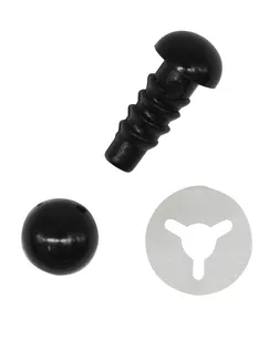 Глазки-бусинки пластиковые, с фиксатором, цв. черный, 6мм, 24 шт/упак арт. АРС-23439-1-АРС0001144814