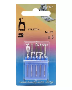 51037 Иглы машинные для стретчевых тканей № 75, 5 шт PONY арт. АРС-42258-1-АРС0001270179