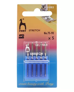 51083 Иглы машинные для стретчевых тканей № 75-90, 5 шт PONY арт. АРС-42261-1-АРС0001270191