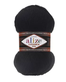 Пряжа ALIZE 'Lanagold fine' 100 гр. 390м (49%шерсть, 51% акрил) (60 черный) арт. АРС-43635-1-АРС0001044280 Пряжа ALIZE 'Lanagold fine' 100 гр. 390м (49%шерсть, 51% акрил) (60 черный) арт. АРС-43635-1-АРС0001044280