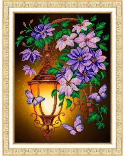Б1295 Набор для вышивания бисером 'Фонарик и клематисы'28х38см арт. АРС-47114-1-АРС0001217248
