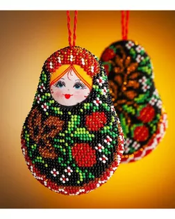 В539 Набор для вышивания бисером Кроше 'Матрешка Хохлома' 8*10 см арт. АРС-49845-1-АРС0001279605